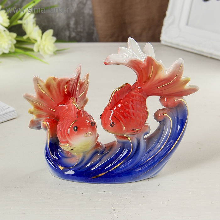 Сувенир керамика Сувенир керамика "Золотые рыбки в море" 11х13,5х7 см