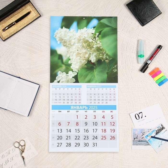 Календарь перекидной на скрепке Календарь перекидной на скрепке "Прекрасная сирень" 2025 год, 12 листов, 29х29 см