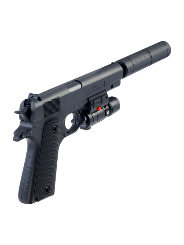 Пистолет "Вектор" с глушителем и лазером