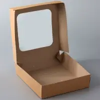 Коробка складная, с окном, крафт, 15&times;15&times;4 см