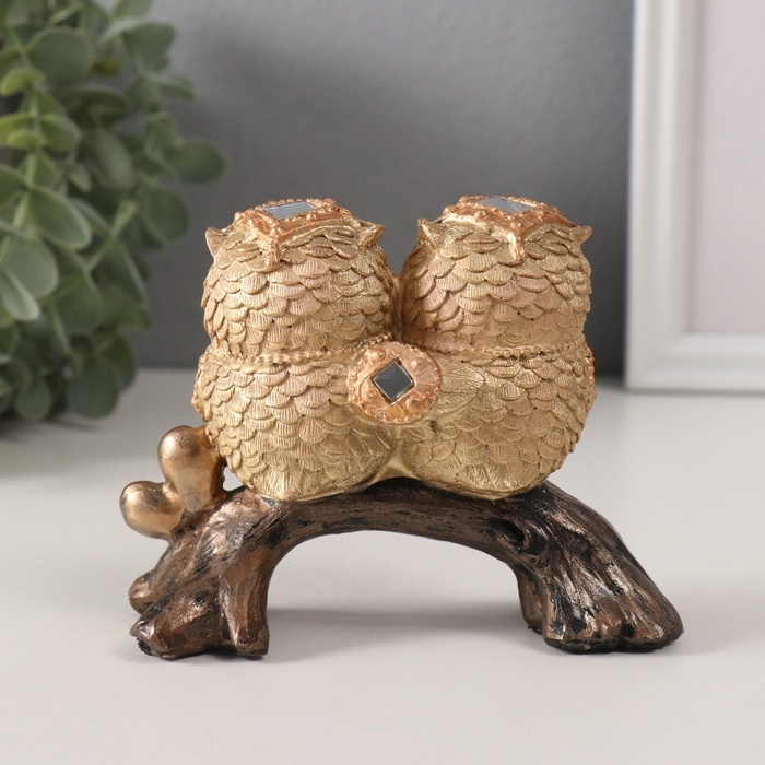 Сувенир полистоун Сувенир полистоун "Совята на коряге с зеркальными листьями" 12,5х5,5х9,5 см