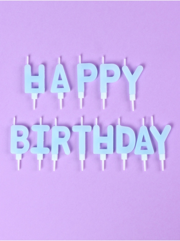 Свечи в торт  Свечи в торт "С днём рождения", светящиеся голубые