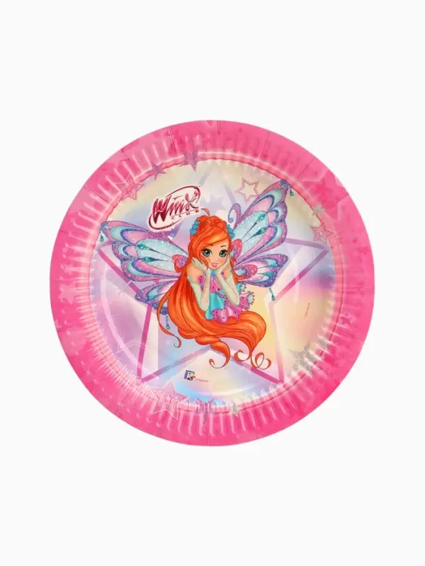 Тарелка одноразовая бумажная 18 см, набор 10 шт., Винкс