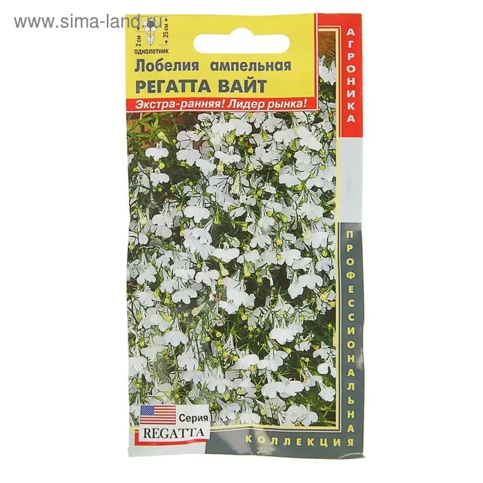 Семена Лобелия амп. "Регатта Вайт", драже, 8 шт
