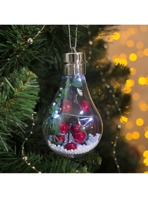 Ёлочный шар &laquo;Ягоды&raquo;, 5 LED, от батареек, свечение белое