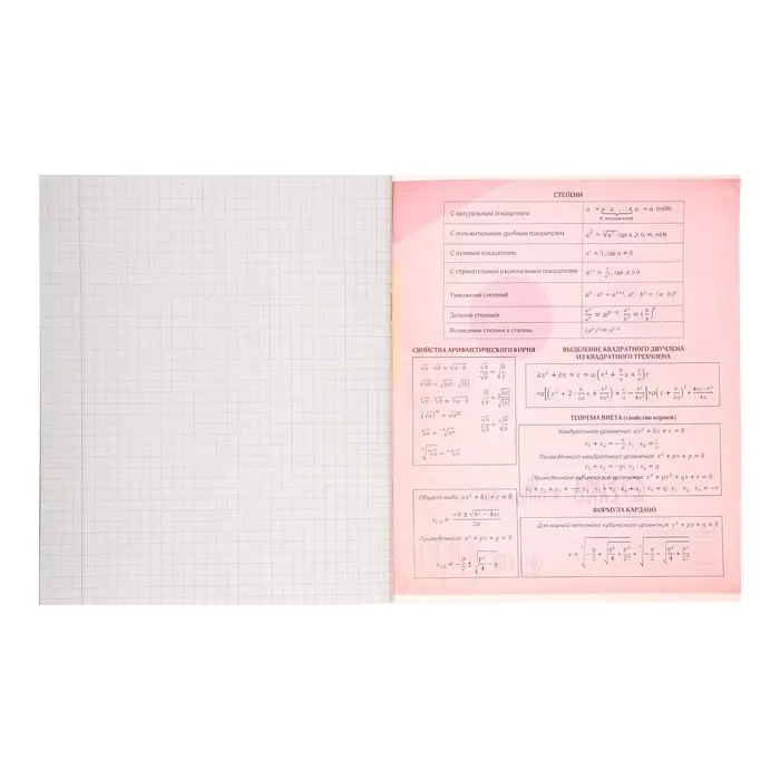 Тетрадь предметная Calligrata &laquo;Животные мемы&raquo;, 36 листов в клетку Алгебра, со справочным материалом, обложка мелованная бумага, блок №2 (серые листы)