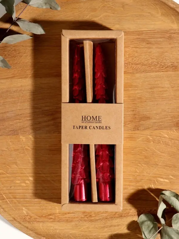 Набор новогодних свечей Набор новогодних свечей "Ель" 1,9х1,9х20 см, 2 шт, красный металлик