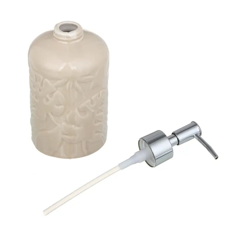 VETTA Дозатор для жидкого мыла, керамика, 17x7,5x7,5 см, листья, беж