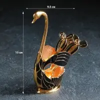 Набор ложек на подставке Magistro Swan, 7,5×4,5×15 см, 6 шт, цвет чёрный