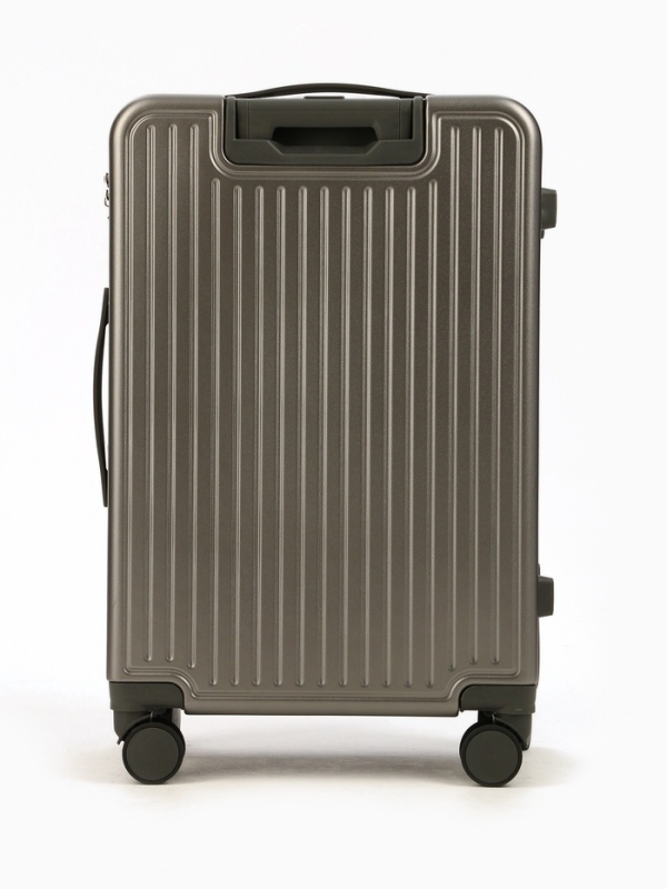 Чемодан 24 Чемодан 24", PС, 42*27*66, отд на молнии, код замок, 4 колеса, т. серый