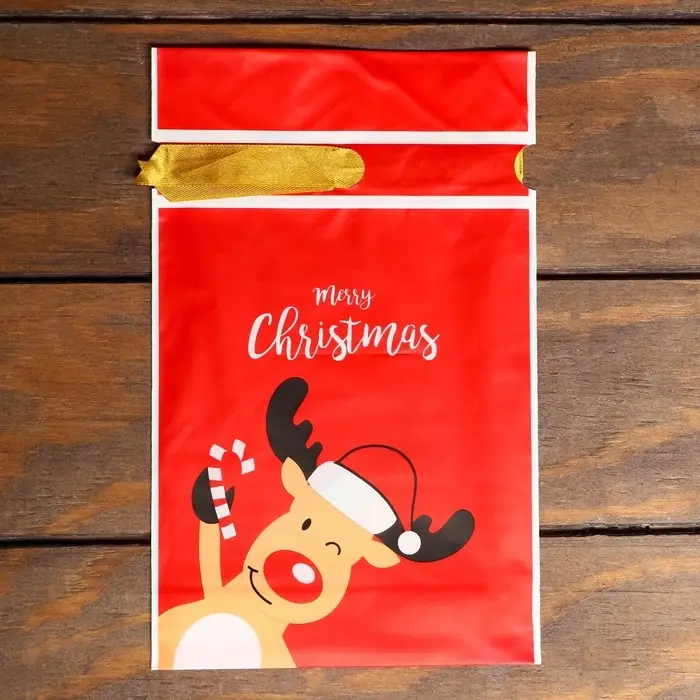 Пакет полиэтиленовый подарочный «Олень», с завязками, 15×23 см Пакет полиэтиленовый подарочный «Олень», с завязками, 15×23 см