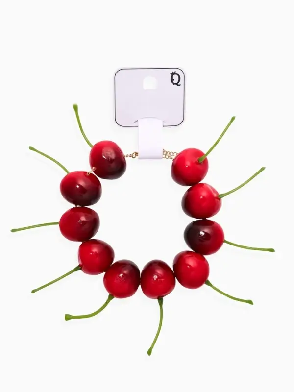 Браслет &laquo;Вишня&raquo;, L=18 см, красный в золоте