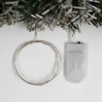 Гирлянда &laquo;Нить&raquo; 1 м роса, IP20, серебристая нить, 10 LED, батарейки CR2032&times;2 (в комплекте), свечение фиолетовое
