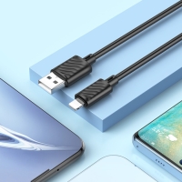 Кабель Hoco X88, Lightning - USB, 2.4 А, 1 м, ПВХ, чёрный