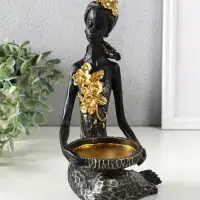 Подсвечник полистоун "Африканка в косынке с цветами" чёрный d=8 см 14х11,5х24,5 см Подсвечник полистоун "Африканка в косынке с цветами" чёрный d=8 см 14х11,5х24,5 см