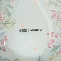 Блюдо новогоднее сервировочное Доляна &laquo;Еловые ветки&raquo;, 17.7&times;18.5&times;3.5 см, стекло, белое, зелёное