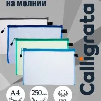 Папка-конверт на молнии А4, Calligrata &laquo;Сеточка&raquo;, МИКС