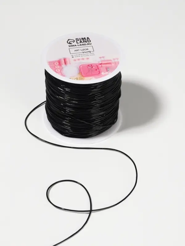 Нить для плетения, эластичная, 100&plusmn;1 м, d=1 мм, чёрная