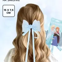 Бант для волос на заколке с лентами, голубой, Холодное сердце