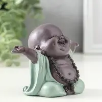 Сувенир полистоун "Счастливый хотей - приветствие солнца" зелёно-коричневый 5х10,5х7,5 см