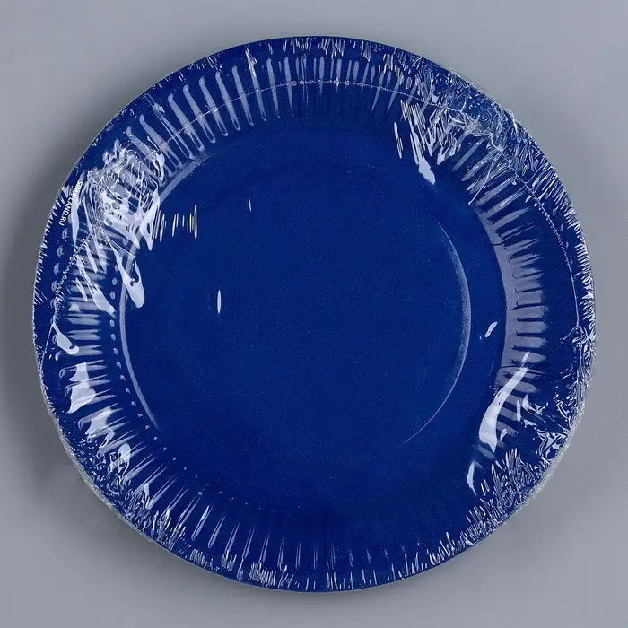 Тарелка одноразовая бумажная «Синий», однотонная