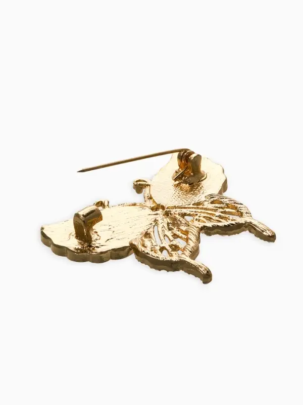 Брошь  Брошь "Бабочка", цвет бело-зелёный в золоте