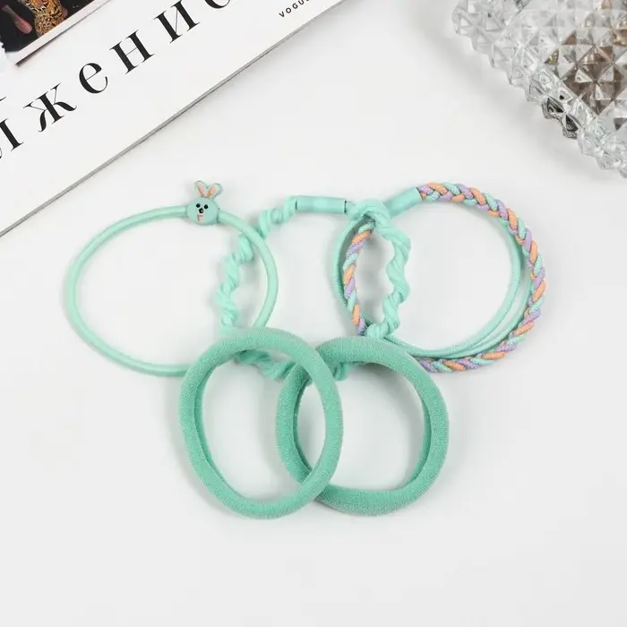 Резинка для волос "Жанет" (набор 5 шт) косичка полоски, 5 см