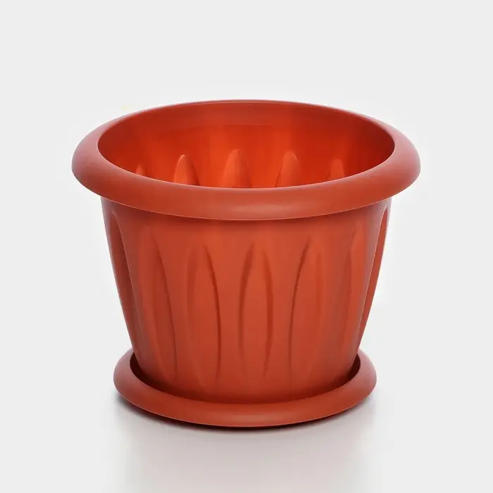 Горшок для цветов с поддоном &laquo;Фелиция&raquo;, 3.6 л, d=22.5 см, h=17.2 см, пластиковый, терракотовый