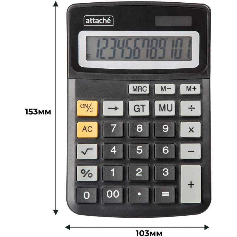 Калькулятор настольный КОМПАКТНЫЙ Attache ATC-111-12C 12-ти разрядныйчерн