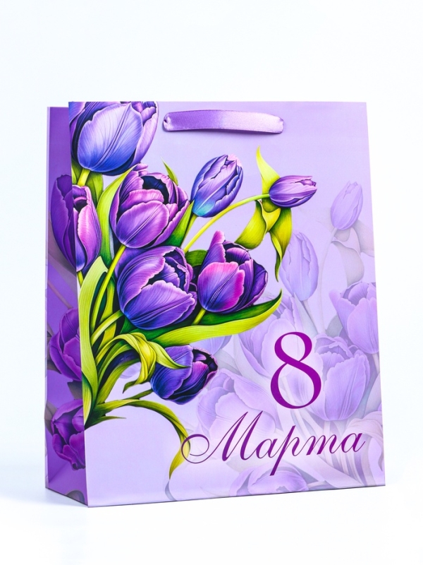 Пакет подарочный ламинированный вертикальный «Букет», M 26 × 32 × 12 см