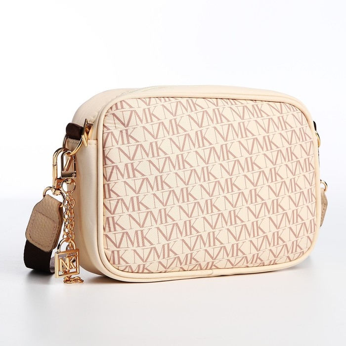 Сумка женская молодёжная текстильная NK, 19х14х6 см, бежевый цвет Сумка женская молодёжная текстильная NK, 19х14х6 см, бежевый цвет