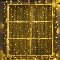 Гирлянда &laquo;Занавес&raquo; 2&times;3 м, IP65, УМС, тёмная нить каучук, 600 LED, свечение тёплое белое, 220 В
