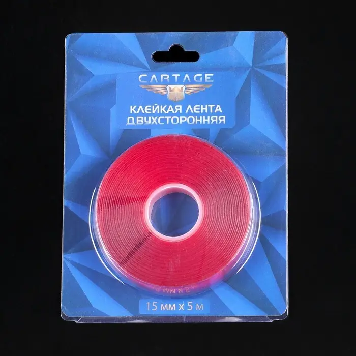 Клейкая лента Torso, прозрачная, двусторонняя, акриловая, 15 мм &times; 5 м