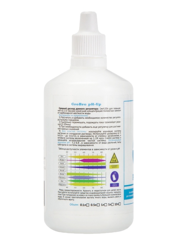 Удобрение для гидропоники  Удобрение для гидропоники "GroBro" PH UP, 100мл