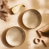 Тарелки глубокие SL Home &laquo;Леггеро&raquo;, 18.5&times;5 см, набор 2 шт., фарфор, бежевые