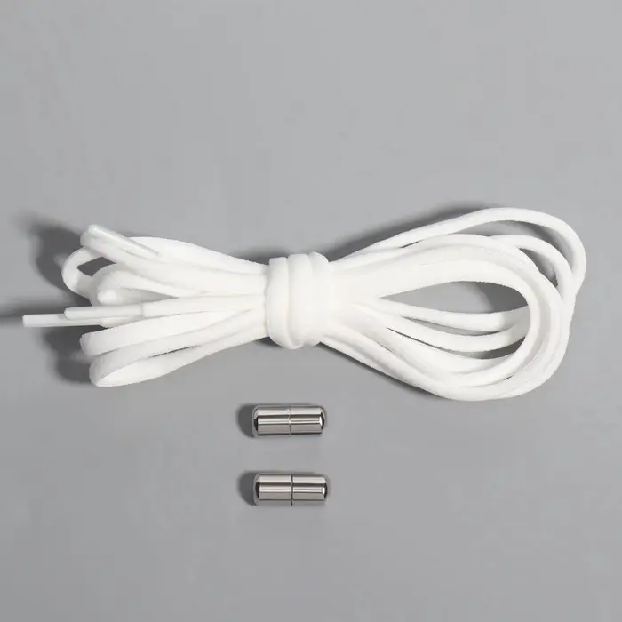 Шнурки для обуви, пара, круглые, с фиксатором, эластичные, d=5 мм, 100 см, белые