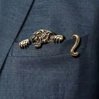 Брошь для кармана "Тигр", цвет чернёное золото