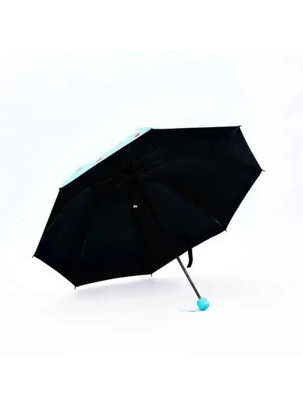 Зонт механический &laquo;Ягоды&raquo;, эпонж, 4 сложения, 8 спиц, R=49/55 см, d=98 см, голубой