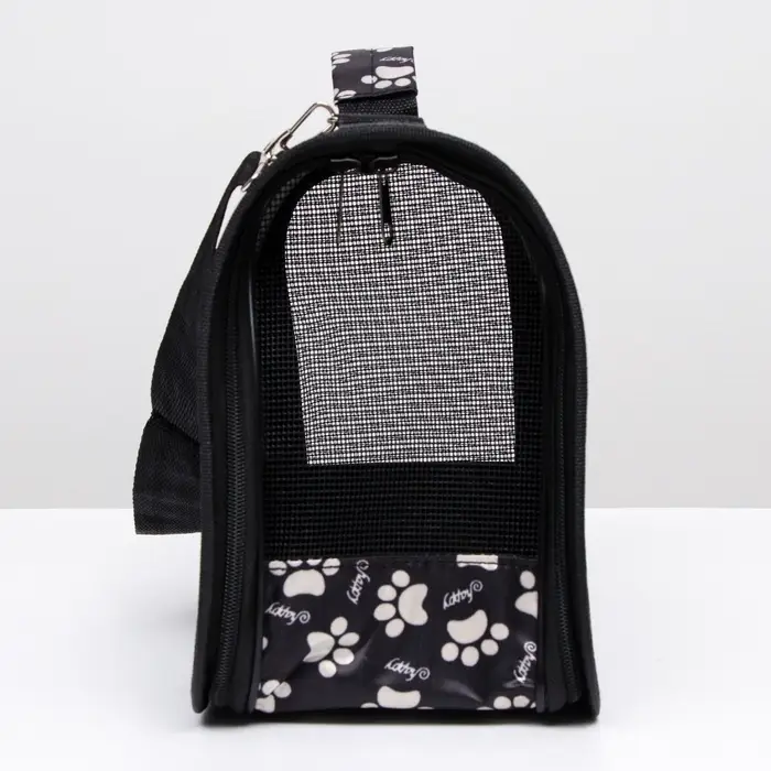 Сумка - переноска для животных &laquo;Лапки Happy&raquo;, размер S, 37.5&times;17&times;22 см, чёрная