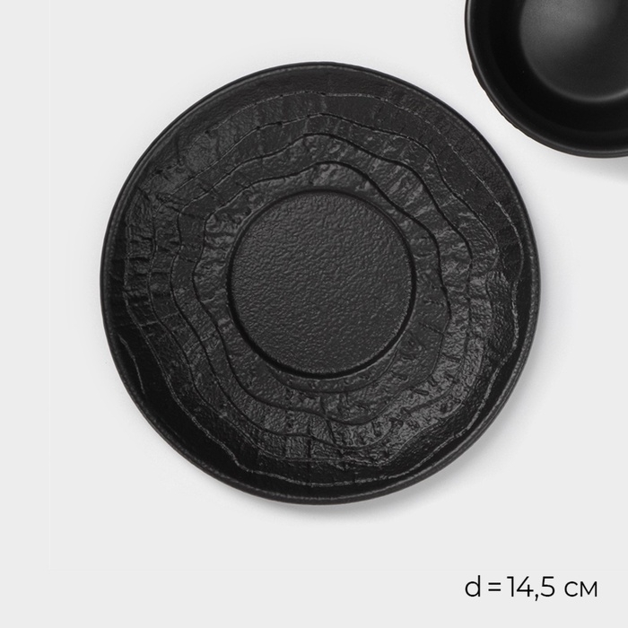 Чайная пара Magistro Black style, 2 предмета: чашка 200 мл, блюдце d=14,5 см, фарфор, чёрная Чайная пара Magistro Black style, 2 предмета: чашка 200 мл, блюдце d=14,5 см, фарфор, чёрная