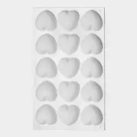 Форма для муссовых десертов и выпечки &laquo;Сердца&raquo;, 29.8&times;17.3&times;2.5 см, 15 ячеек (5&times;4.6 см), силикон, белая