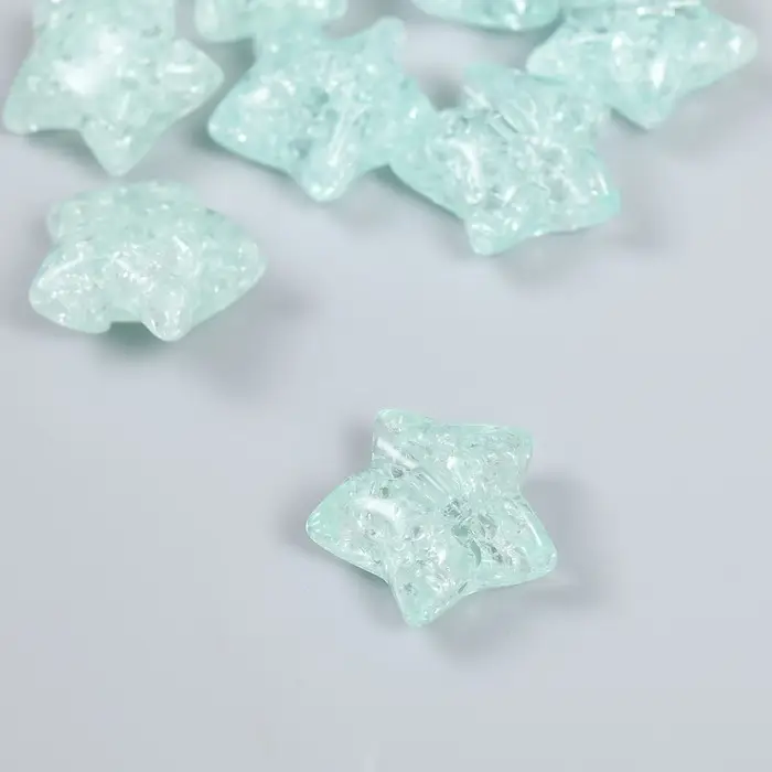 Бусина для рукоделия и плетения «Арт Узор. Звезда. Колотый лёд», пластик, прозрачно-зелёная, 1.3×2.6×2.6 см