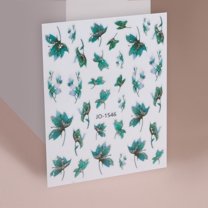 Наклейки для ногтей «Свежесть», с блёстками, цвет зелёный Наклейки для ногтей «Свежесть», с блёстками, цвет зелёный