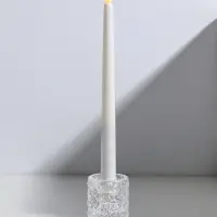 Подсвечник стекло на 1 свечу двусторонний "Морозные узоры" прозрачный d=2 см 3,5 см 5х5х8 см   10973