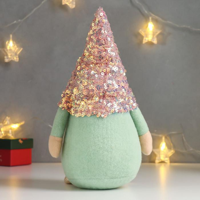 Кукла интерьерная Кукла интерьерная "Дед Мороз в розовом колпаке с пайетками" 33х14х17 см