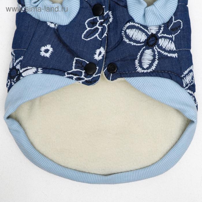 Куртка для собак с цветами, XXL (ДС 40 см, ОШ 35 см, ОГ 55 см), тёмно-синяя Куртка для собак с цветами, XXL (ДС 40 см, ОШ 35 см, ОГ 55 см), тёмно-синяя