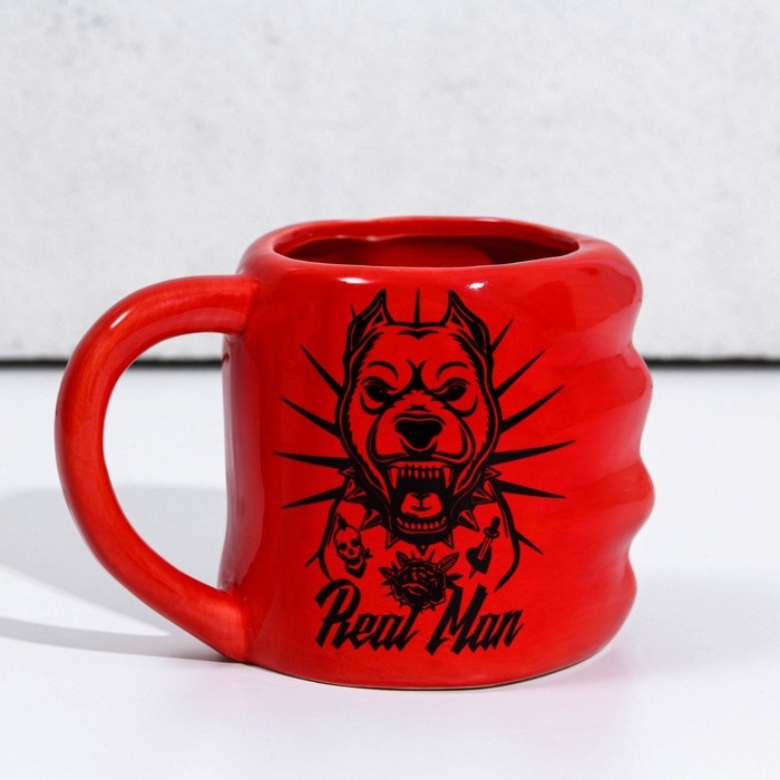 Кружка керамическая Real man, 500 мл, цвет красный Кружка керамическая Real man, 500 мл, цвет красный