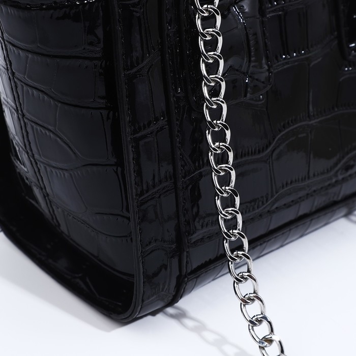 Сумка женская тоут на молнии, цвет чёрный