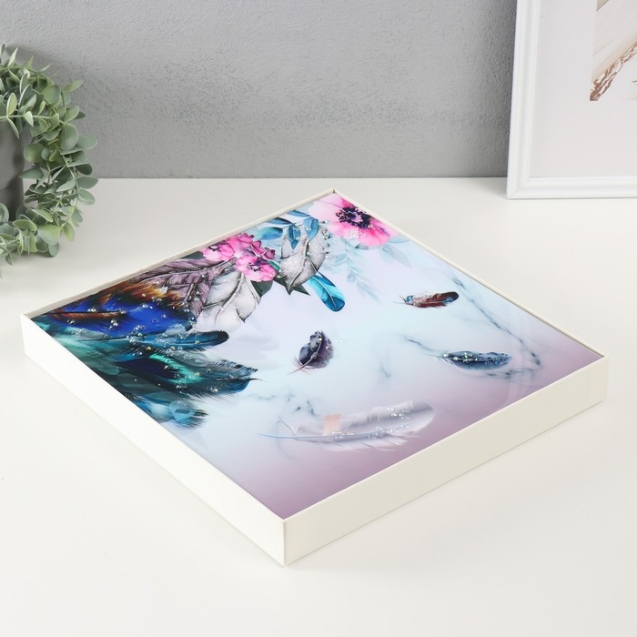 Фотоальбом магнитный 20 листов "Перья и цветы" 33х35х4 см