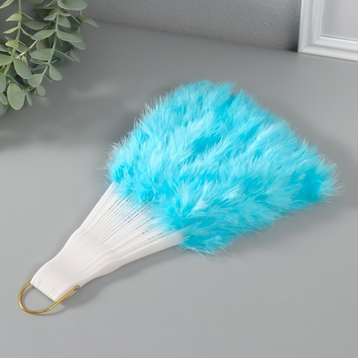 Веер пластик, перо Веер пластик, перо "Голубой" h=26 см 25 лопастей 3х50х26 см